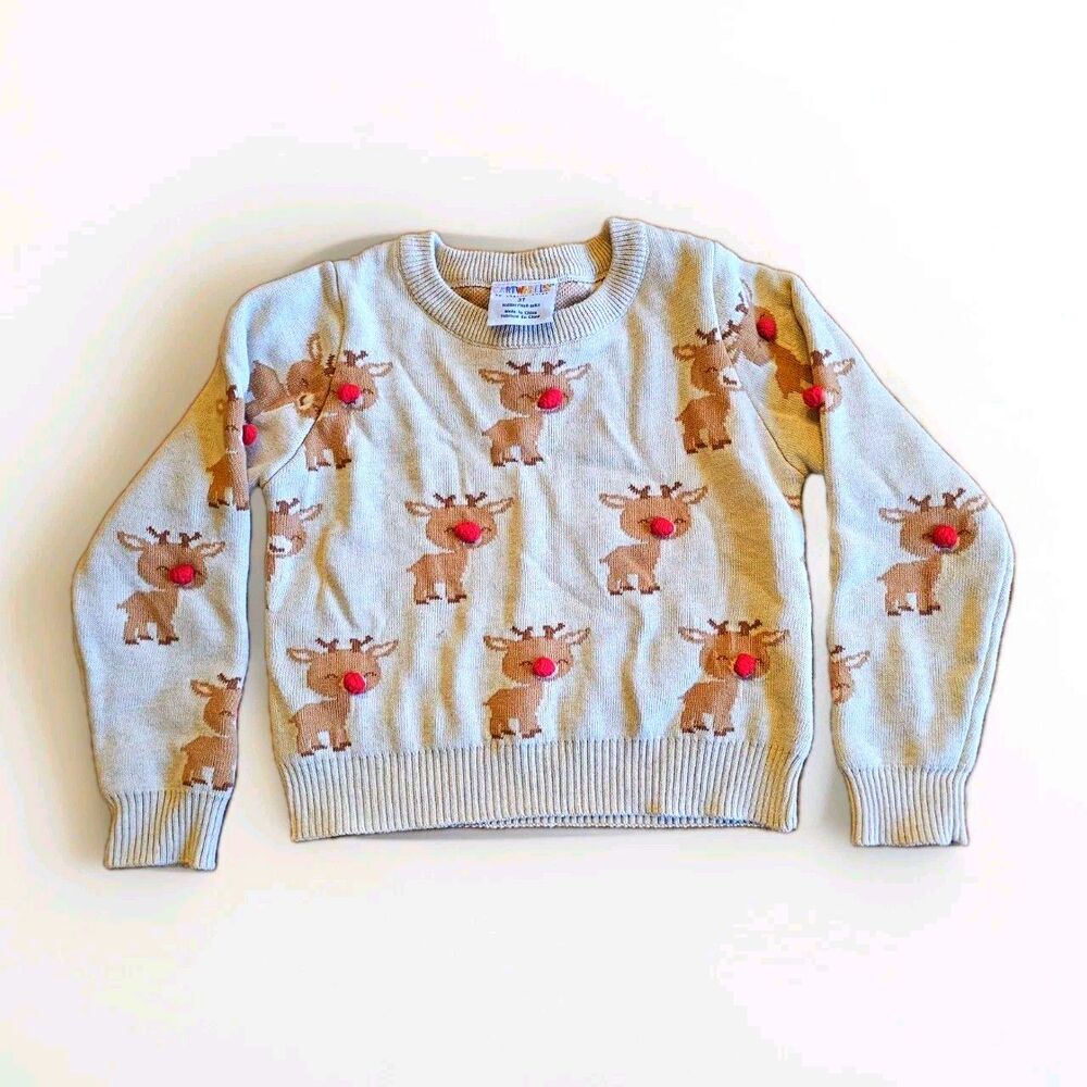 Cartwheels By CHARLIE PAIGE rudolph Reindeer Knit Sweater Toddler 3t Holiday